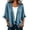 Sky Blue, variant on Women's Denim Jacket Open Front Ruffled Hem Lightweight Chambray Shirt Casual Layering Outerwear