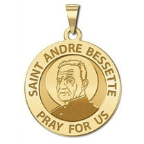PicturesOnGold.com Saint Andre Bessette Round Medal Female Adult - 2/3 inch Size of Dime, Solid 14K Yellow Gold