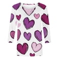 thumbnail image 4 of Womens 3/4 Sleeve Tops Plus Size Valentines Day Tee Shirts Love Hearts Printed Crew Neck Tshirts Casual Loose Fit (2XL, Purple 01), 4 of 6