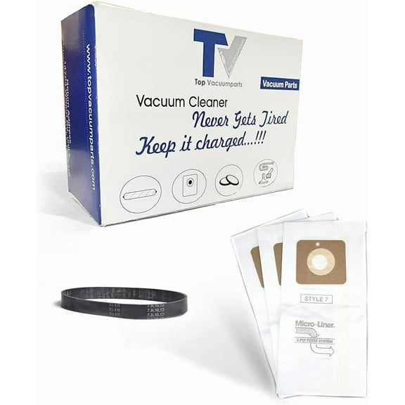 Replacement Part For Bissell Style 1 and 7 Upright PowerForce, PowerGlide, Plus, Lift Off, All uprights models 5000 and 7000 series Vacuum 6 Bags With 2pk STYLE 7, 9, 10, 12, 14 Flat Belts.
