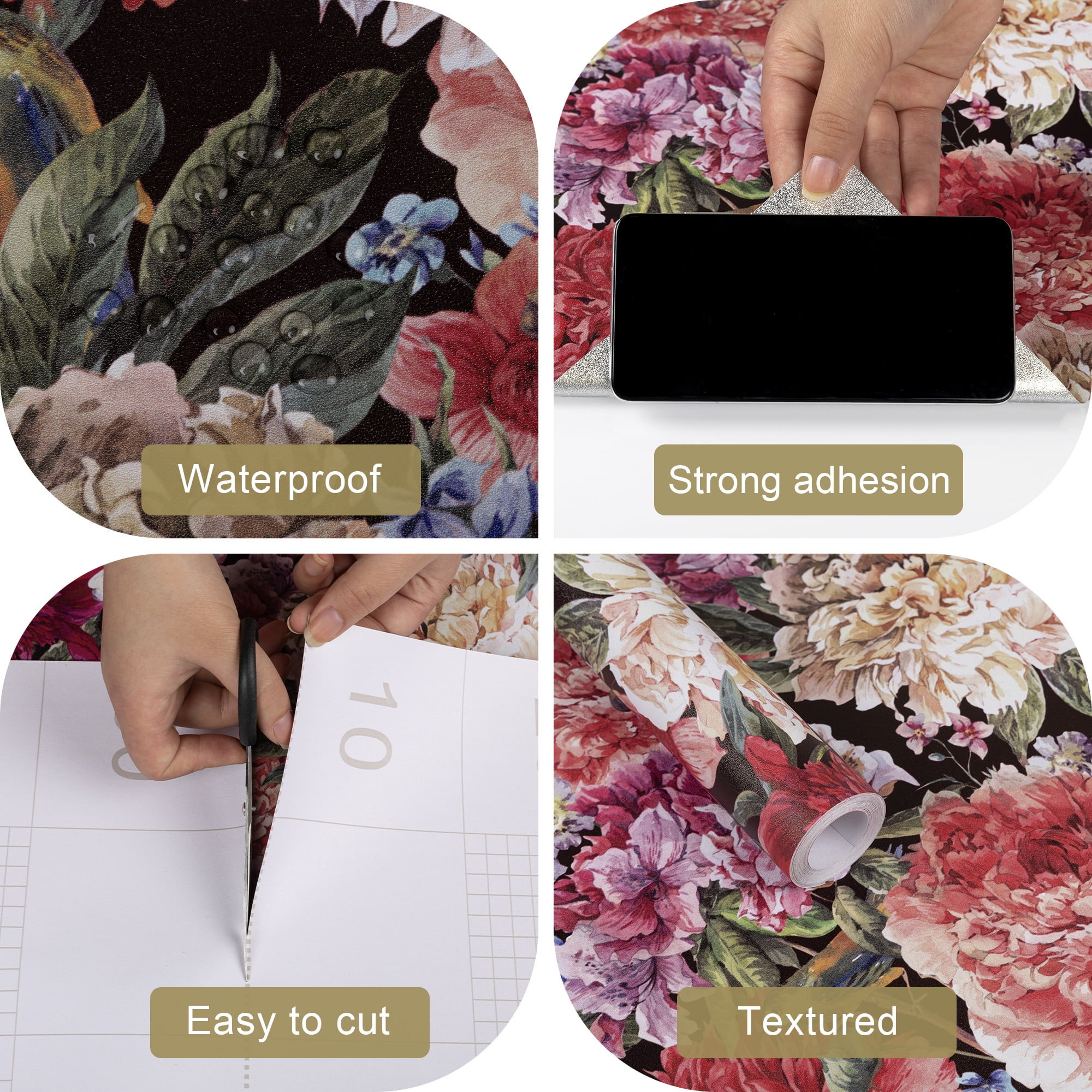 Abyssaly Floral Wallpaper Peel and Stick Wallpaper 17.7 in x 118 in /1 Roll Multicolor Self-adhesive Removable Wall Paper for Home Decor