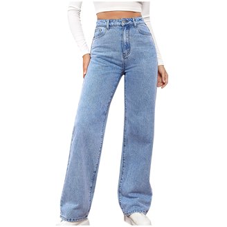 Genleck Women's Wide Leg Baggy Jeans - High Waisted Stretch Denim, Loose Fit Pants