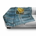 thumbnail image 3 of Rose Soft Flannel Fleece Throw Blanket, Realistic Illustration of a Blooming Yellow Rose in a Clear Vase, Cozy Plush for Indoor and Outdoor Use, 60" x 80", Petrol Blue Yellow, by Ambesonne, 3 of 6