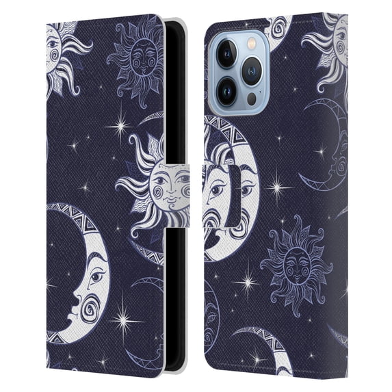 Head Case Designs Officially Licensed Haroulita Magick - Tarot - Mystical Moon And Stars Leather Book Wallet Case Cover Compatible with Apple iPhone 13 Pro Max