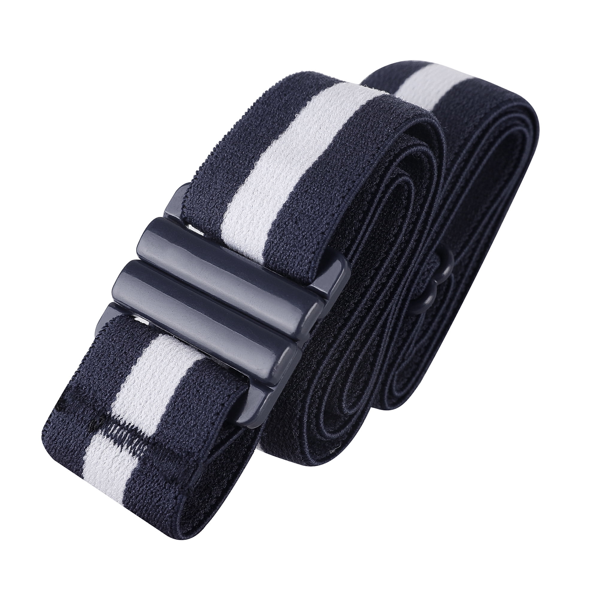 elastic black trouser belts  with non slip strip  chrome colour metal buckle 