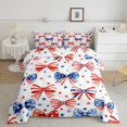 thumbnail image 2 of spefrowx Patriotic Bow Queen Comforter Set for Kids, Red Blue Star US Flag Comforter Sets Queen, Navy Reversible, 3-Piece, 1 Comforter and 2 Pillowcases, 2 of 6