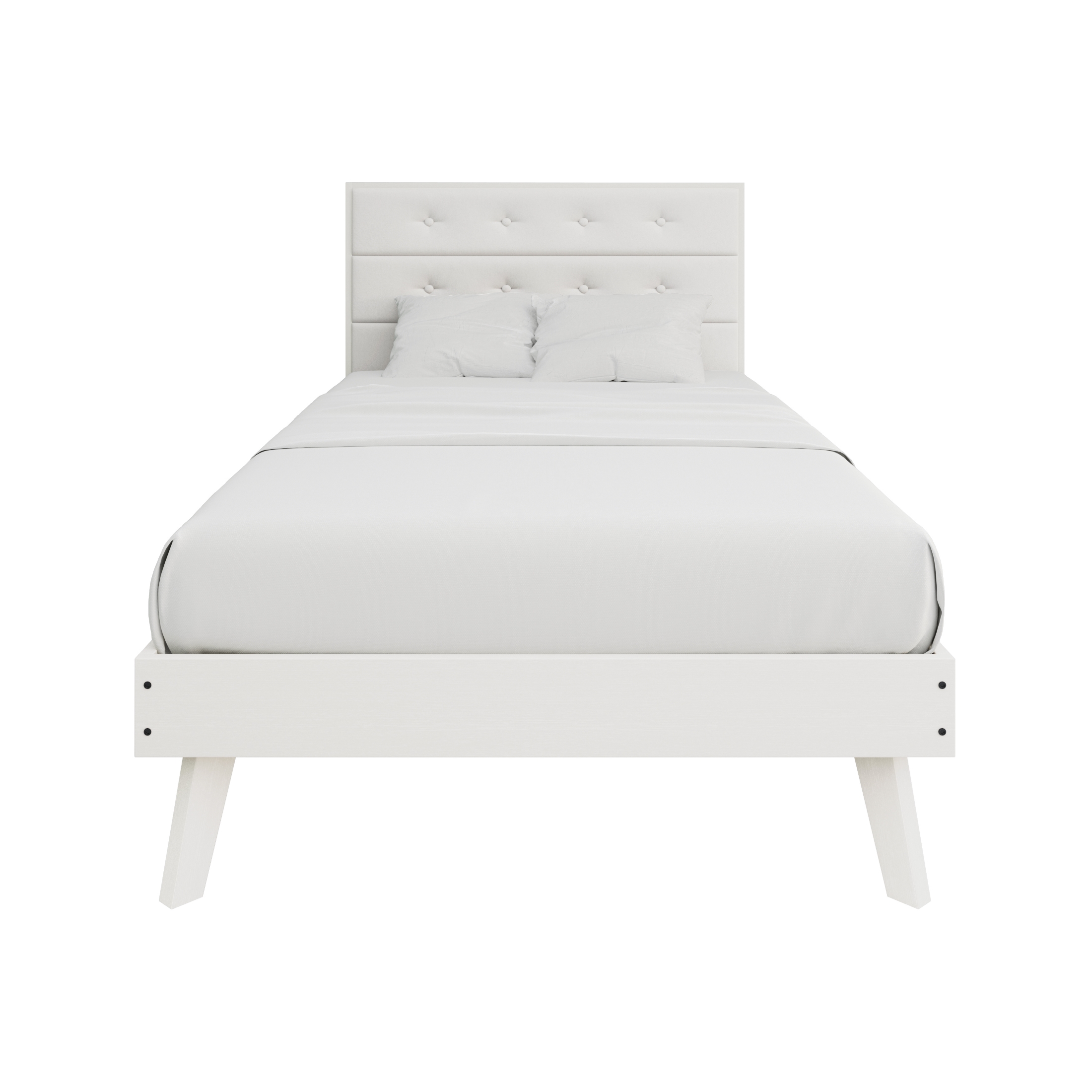 Castle Place Elegant Mid-Century Wooden Twin Platform Bed, White