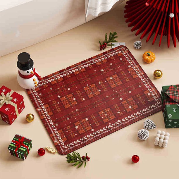 Puntoco Alfombrilla de baño navideña para baño Manta de baño navideña Manta antideslizante para bañera Manta de ducha para bañera lavable