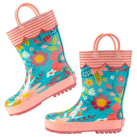 

Stephen Joseph Rain Boots Waterproof Rain Boots Removable insole Non-Slip Shoes Turquoise Floral