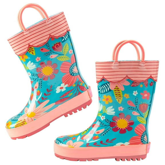 Stephen Joseph, Rain Boots, Waterproof Rain Boots, Removable insole, Non-Slip Shoes, Turquoise Floral