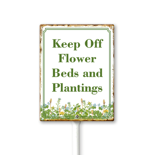 Eveokoki Keep Off Flower Bed And Plantings Yard Sign with Stake, Flower Metal Decor, 8x12inch Rustproof Aluminum Sign for Yard Garden Lawn Street Outdoor