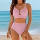thumbnail image 1 of Conjunto de bikini tankini de color liso para mujer con parte superior y braguita de corte alto. Traje de baño de dos piezas para mujer. Trajes de baño tankini para mujer. Trajes de baño de 2 piezas p, 1 of 9