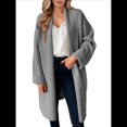 thumbnail image 2 of Cárdigan para Mujer, Grueso, Abierto, de Punto Holgado, de Gran Tamaño, para Otoño, Moderno, para Abrigo Gris Oscuro Medio XL, 2 of 8