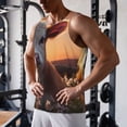 thumbnail image 5 of Susaid Sunset Calf Flower Field Print Men's Sleeveless Workout Running Tank Top Dry Fit Athletic Gym Sports Swim Beach Muscle Bodybuilding Shirts-4X-Large, 5 of 7