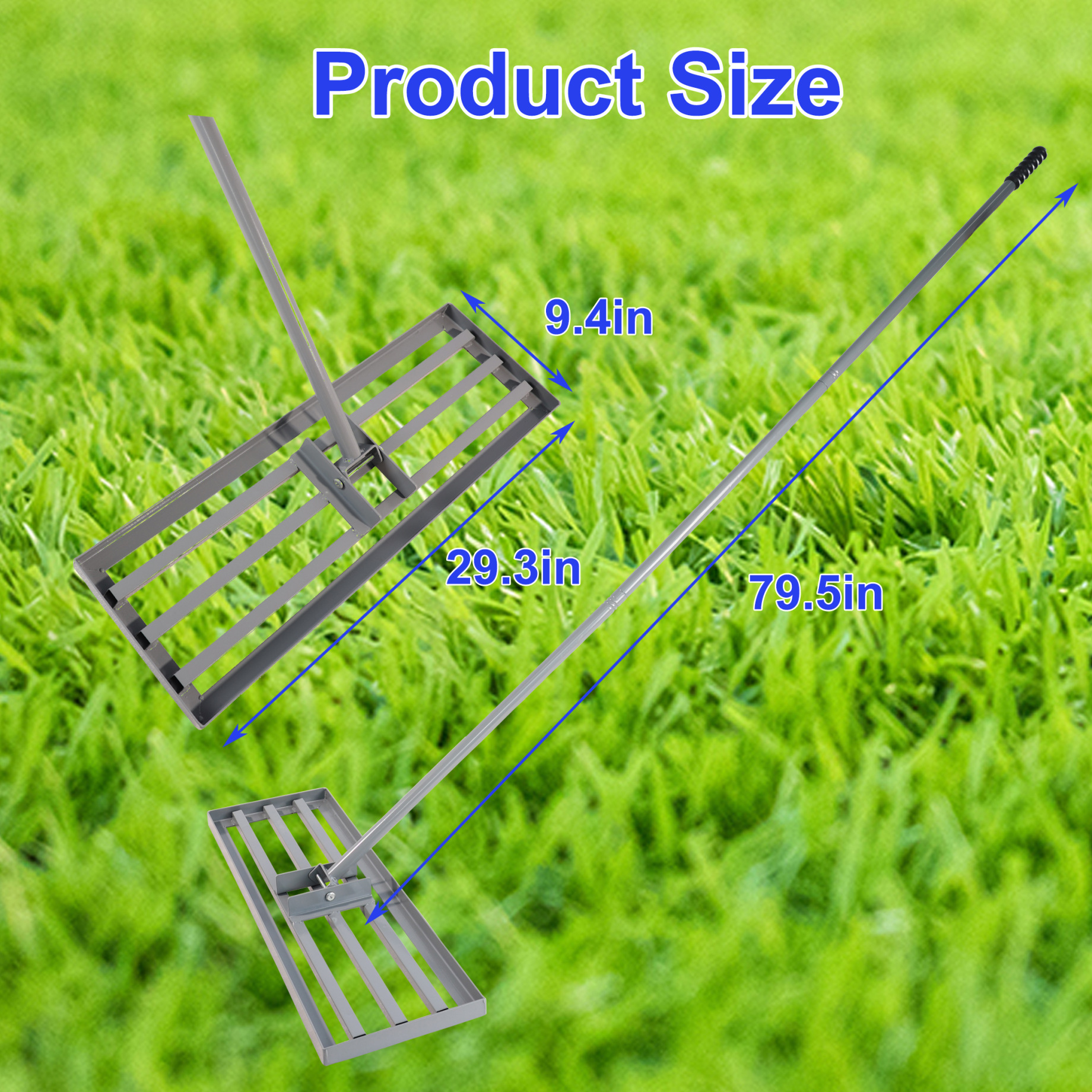 29"x9" Lawn Leveling Rake, Heavy Duty Sand Leveling Tool with 79.5" Long Handle, Landscaping Level Tool Lawn Leveler for Yard, Garden, Golf Course