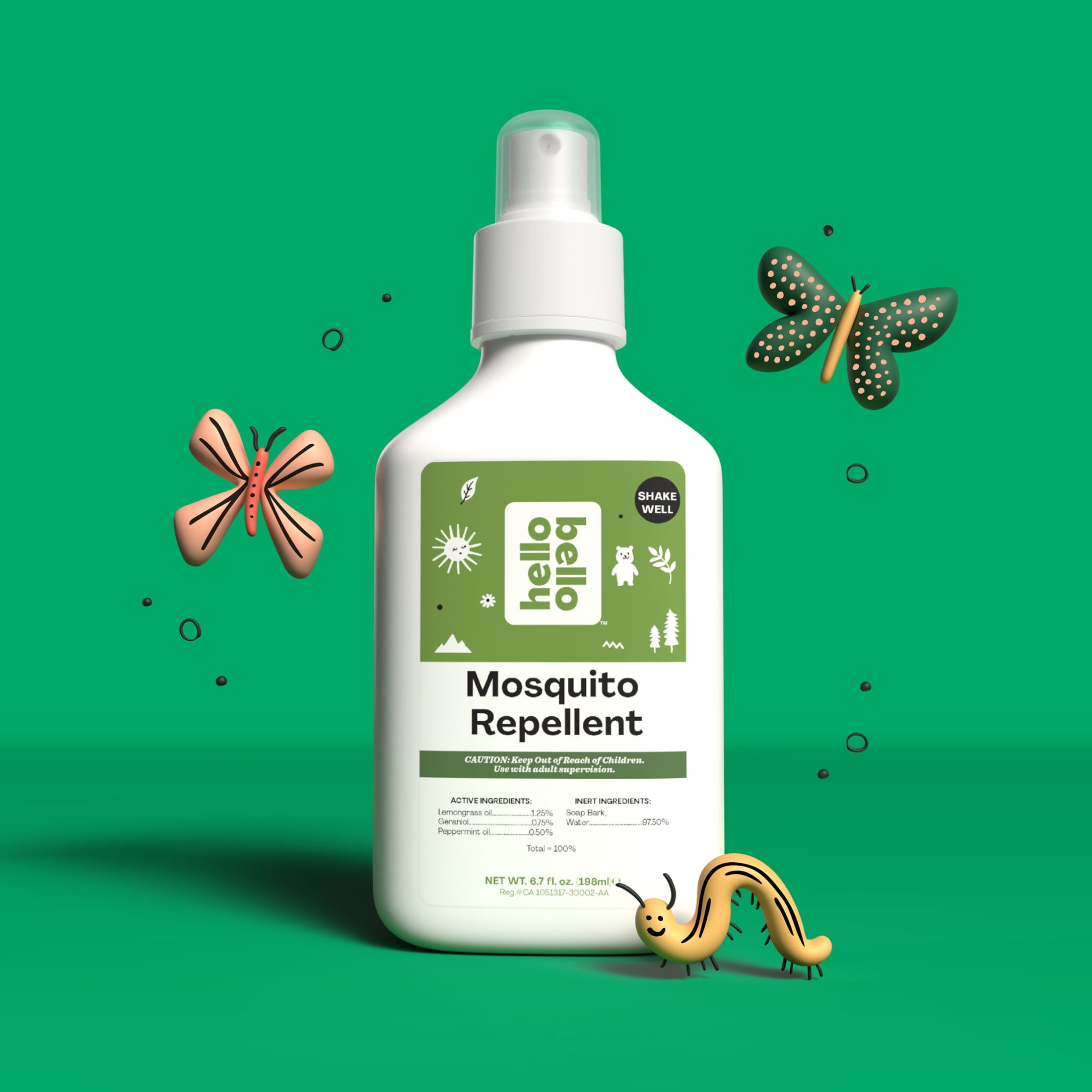 (2 pack) Hello Bello Mosquito Repellent, Made with Natural Lemongrass and Peppermint Oils, 6.7 oz