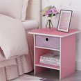 thumbnail image 2 of Furinno Dario Side Table with Bin Drawer, Pink End Table with Open Shelves, Night Stand, Bedside Table for Living Room, Bedroom, Home Office, for Living Room, Bedroom, Pink, 2 of 5
