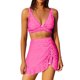 thumbnail image 2 of Trajes de baño para mujer Trajes de baño de dos piezas a cuadros para mujer Trajes de baño de vendaje Cuello redondo Trajes de baño sin espalda Trajes de baño de 3 piezas para mujer, 2 of 9
