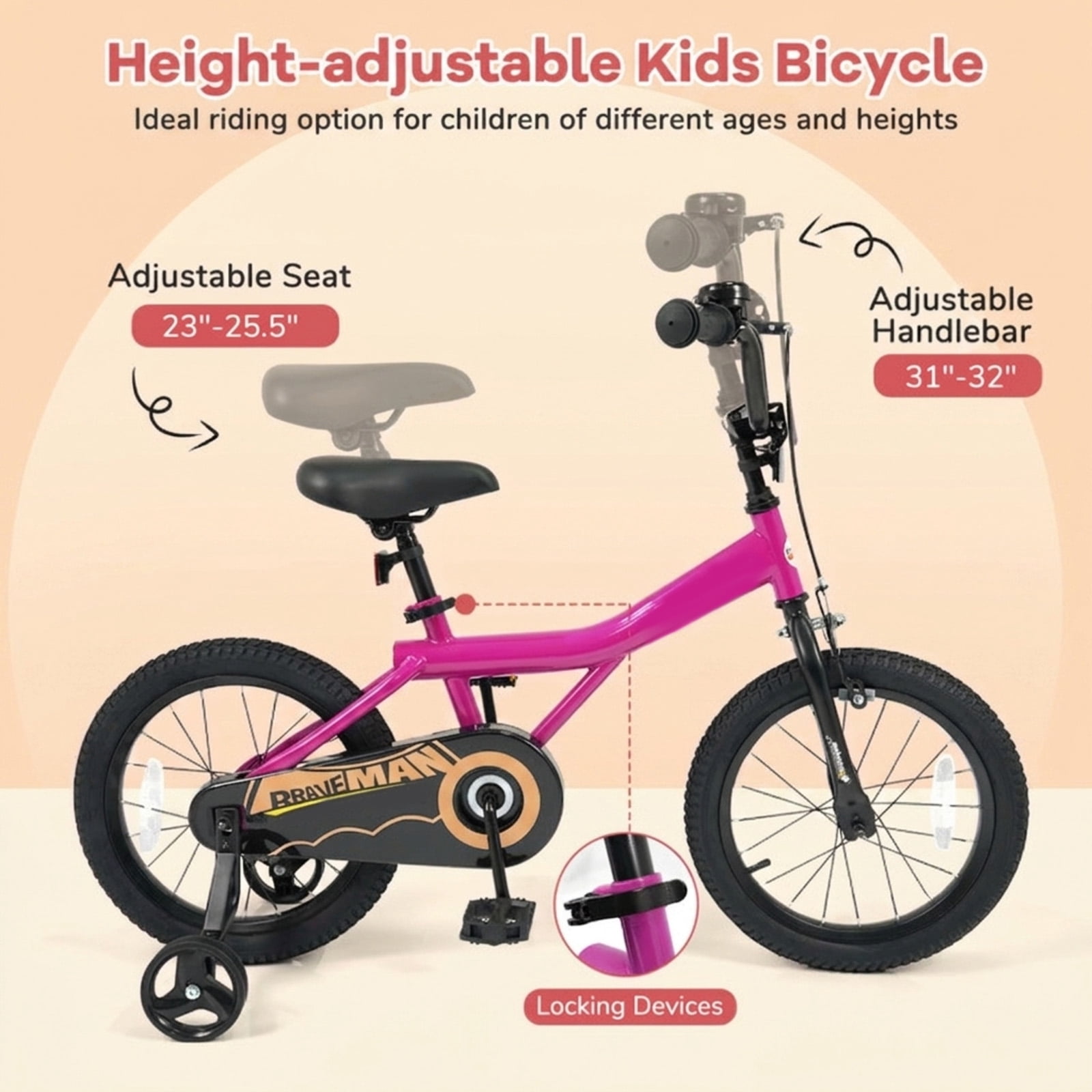 Redsmile Kids Bike 14 Inch with Removable Training Wheels for Boys Girls Ages 3-5, Beginner Bicycle with Adjustable Seat, Rubber Air Tires and Coaster Brake, 110 lb Capacity, Blue