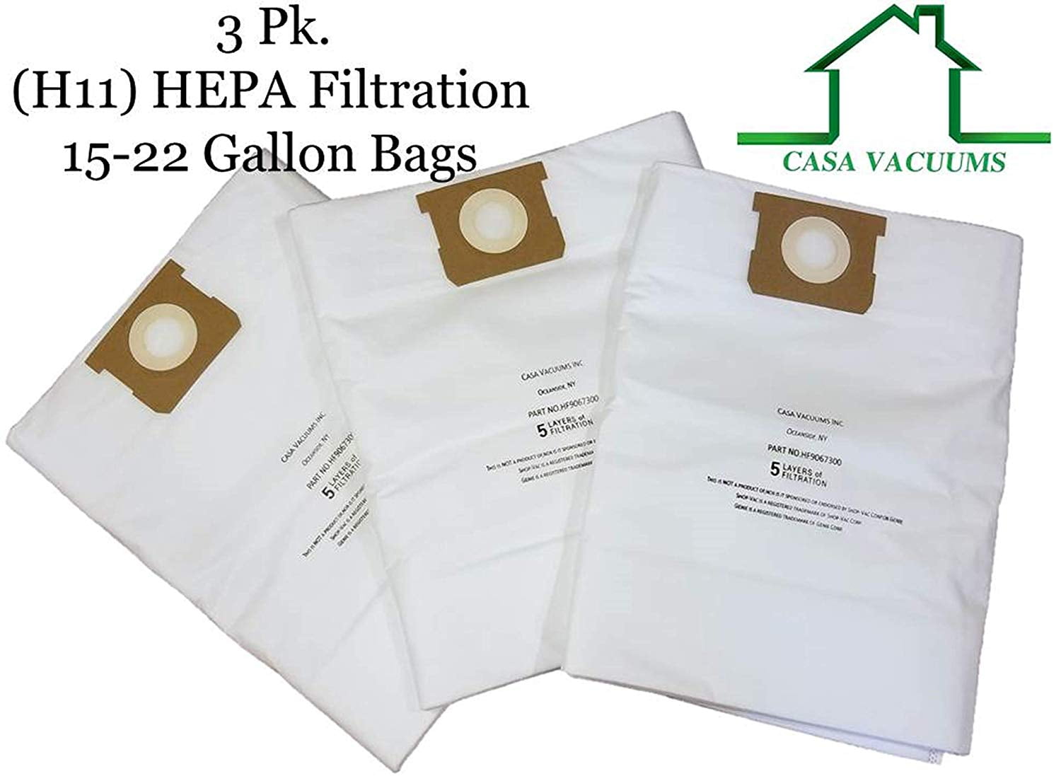 Shop Vac 15-22 Gallon Vacuum Cleaner Micro Filtration Paper Bags 2 Bags # 495
