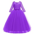 thumbnail image 2 of Pounoo Womens Dresses 3/4 Sleeve Floral Embroidery Bow Waist Tulle Skirt Loose Fit Breathable Stretchy Pullovers Elegant Party Style (Not for Adults) Gift, 2 of 6