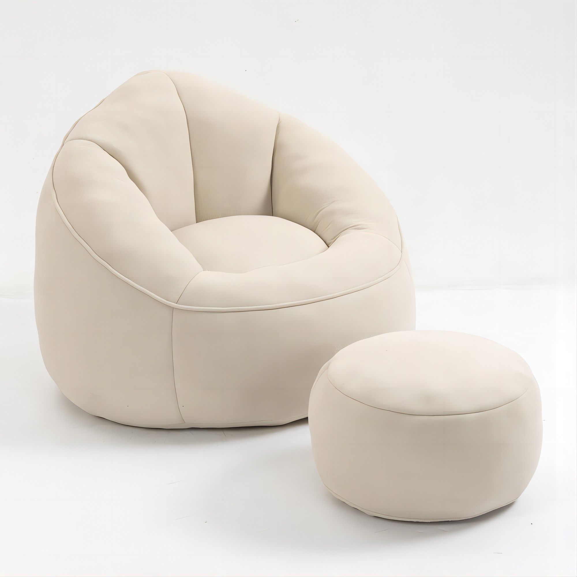 Aukfa Bean Bag Chair, Lazy Sofa Beanbag with Ottoman for Living Room, Dorm - Beige