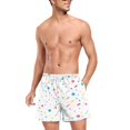 thumbnail image 3 of FORMRS Mens Swim Trunks Mesh Liner Quick Dry Casual Beach Board Shorts with Pockets, Sizes S-2XL, White Retro Pattern, 3 of 9