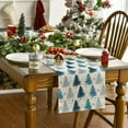thumbnail image 2 of mubwai Xmas Trees Snowflake Christmas Table Runner, Seasonal Winter Blue Kitchen Dining Table Decoration for Home Party Decor 13x72 Inch, 2 of 6