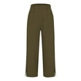 thumbnail image 6 of IDALL Linen Pants Women Wide Leg Pants Woman Women Solid Straight Solid Elastic Pants Long Linen Women Waist Cotton Casual Slit Trouser Legs Pants Lounge Pants Women Baggy Pants Brown S, 6 of 7