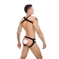 thumbnail image 3 of Tanga de algodón de una pieza con doble pene y cadera sexy para hombre, ropa interior ajustada para actuaciones nocturnas, 3 of 6