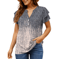 thumbnail image 3 of UVN Summer Blouse for Women Ruffle Short Sleeve Shirts V Neck Button Down Elegant Ladies Tops, 3 of 9