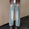 thumbnail image 2 of Girls Wide Leg Jeans Hip Hop Straight Denim Trousers Kids Bow Pattern Vintage Streetwear Denim Trousers, 2 of 6