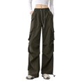 thumbnail image 1 of Women's Casual Pants Loose Straight Leg Comfortable Everyday Wear Drawstring Pocket Trousers for All Seasons with Pure Color Design Womens Casual Pants plus Size Womens Fall Clothes Business, 1 of 4
