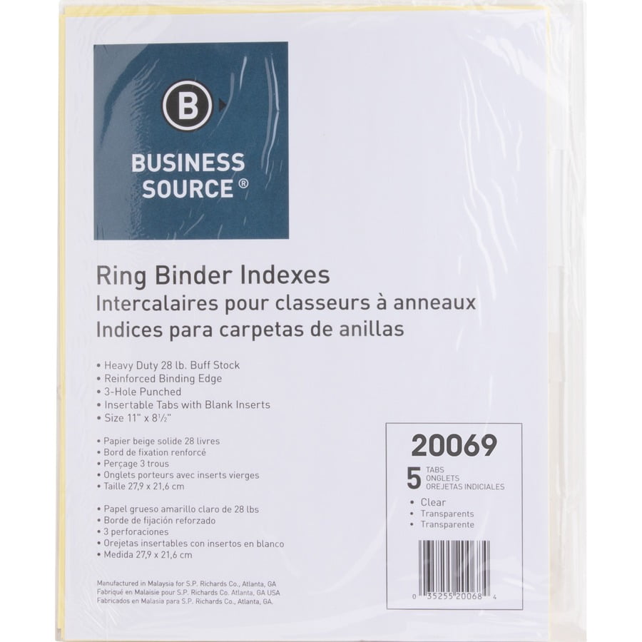 Business Source Buff Stock Binder Index Dividers, 8 Tabs, Blank, 8.5" x 11", 1.25" Tab Width