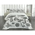 thumbnail image 3 of Ambesonne Grey Quilted Bedspread Set 3 Pcs, Medieval Nature Moth Moon Leaf, King Size, Dark Taupe Off White, 3 of 4