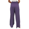 thumbnail image 4 of Frontwalk Womens Cotton Linen Loose Fit Casual Pants Elastic Waist Yoga Summer Beach Trousers Pants with Pockets Purple L, 4 of 5