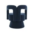 thumbnail image 4 of 360° Swivel Cuddle Barrel Chairs, Upholstered Accent Chairs, Round Armchairs with Metal Base, Modern Fluffy Boucle Chair for Living Room Bedroom Office Waiting Rooms, Navy, 4 of 9