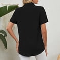 thumbnail image 4 of YYDGH Button Down Shirts for Women Solid Color Short Sleeve Blouse V Neck Collared Tops Black L, 4 of 6