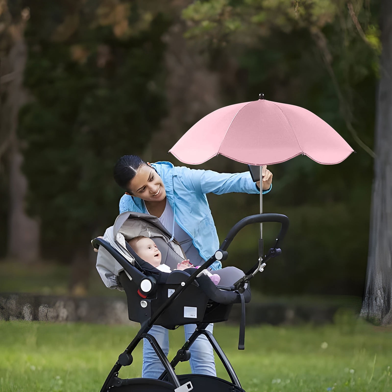 Parapluie Poussette & Fauteuil Roulant – Protection UV & Pluie, Bras Flexible, Universel