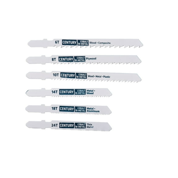 Century Drill & Tool 6005 Tang Shank Bi-Metal Jig Saw Set, 5-Piece