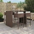 thumbnail image 1 of vidaXL Ensemble de Bar de Jardin 5 Pcs avec Coussins en Rotin Poly Brun, 1 of 4