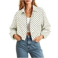 thumbnail image 4 of Vmvidoty Womens Polka Dot Cropped Jacket Zip Up 2026 Trendy Casual Fashion Jacket Coat with Pockets White M, 4 of 6
