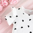 thumbnail image 6 of GYRATEDREAM Infant Toddler Baby Summer Outfits Love Print Round Neck Short Sleeve T-shirt + Denim Suspender Skirt Overall Dress 2Pcs Clothes Set for 3-24 Months, 6 of 8