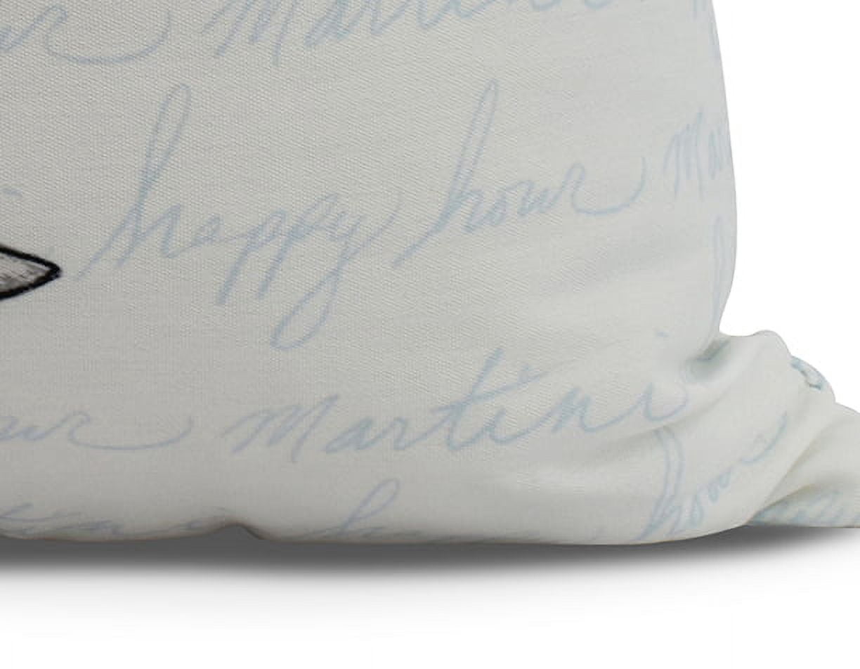 Simply Daisy, 20 x 20 inch, Martini Glass Text Fade Geometric Print Pillow, Pale Blue
