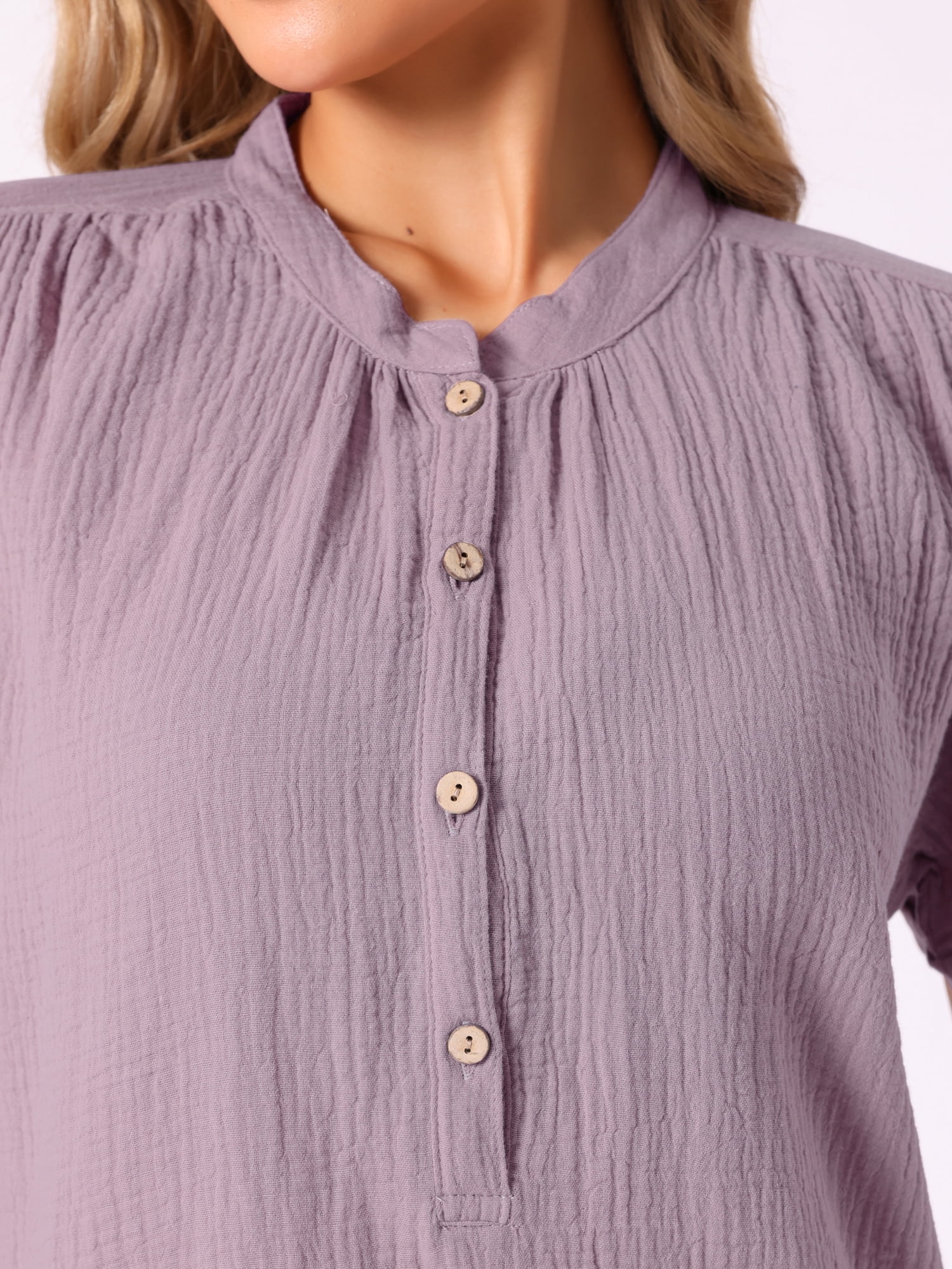 DARING DIVA Women'ss Cotton Soft Short Sleeve V Neck Long Nightgown S Purple