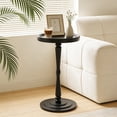 thumbnail image 4 of Yabanana Round Wooden Side Table & Drink Table for Small Space, with Rubberwood Accent Leg, for Living Room, Corner, Bedroom (Black,11.8in), 4 of 8