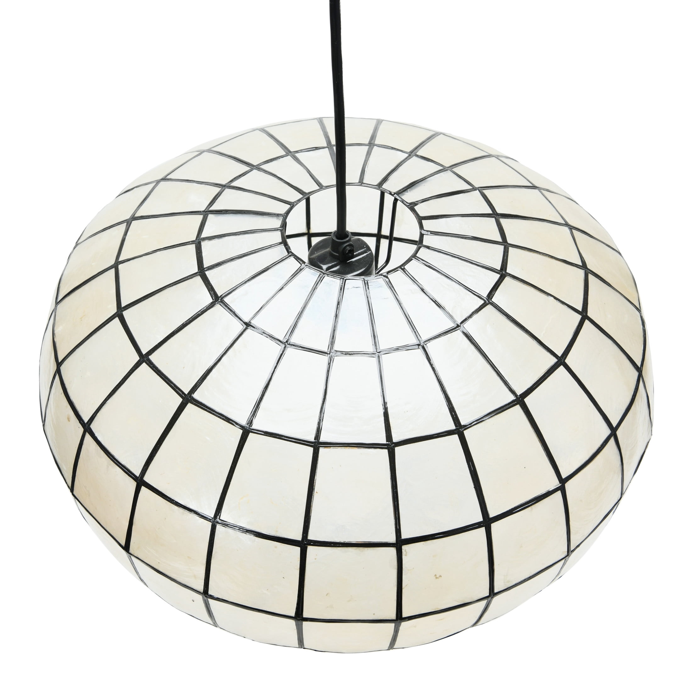 Creative Co-Op Oblong Capiz Ceiling Light, White and Black