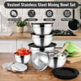 thumbnail image 5 of 6 Pack Mixing Bowls with Lids, Vesteel Stainless Steel Mixing Bowls Metal Nesting Salad Bowls Attach with 3 Graters for Kitchen Grating/ Shredding, Size 4.6, 2.6, 2, 1.5, 1, 0.7 QT - Black, 5 of 8