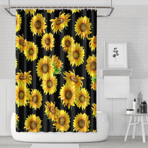 Waterproof Cute Sunflower Colorful Shower Curtain 72x72 Inch Boho Style Polyester Unique Shower Curtain for Bathroom Hotel Home Decor with 12 Plastic Hooks