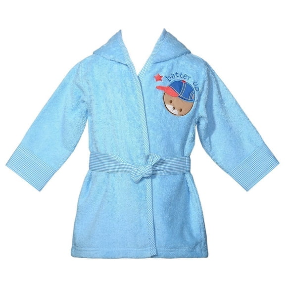Blue Terry Baseball Bear Robe Baby Boy 0-9M